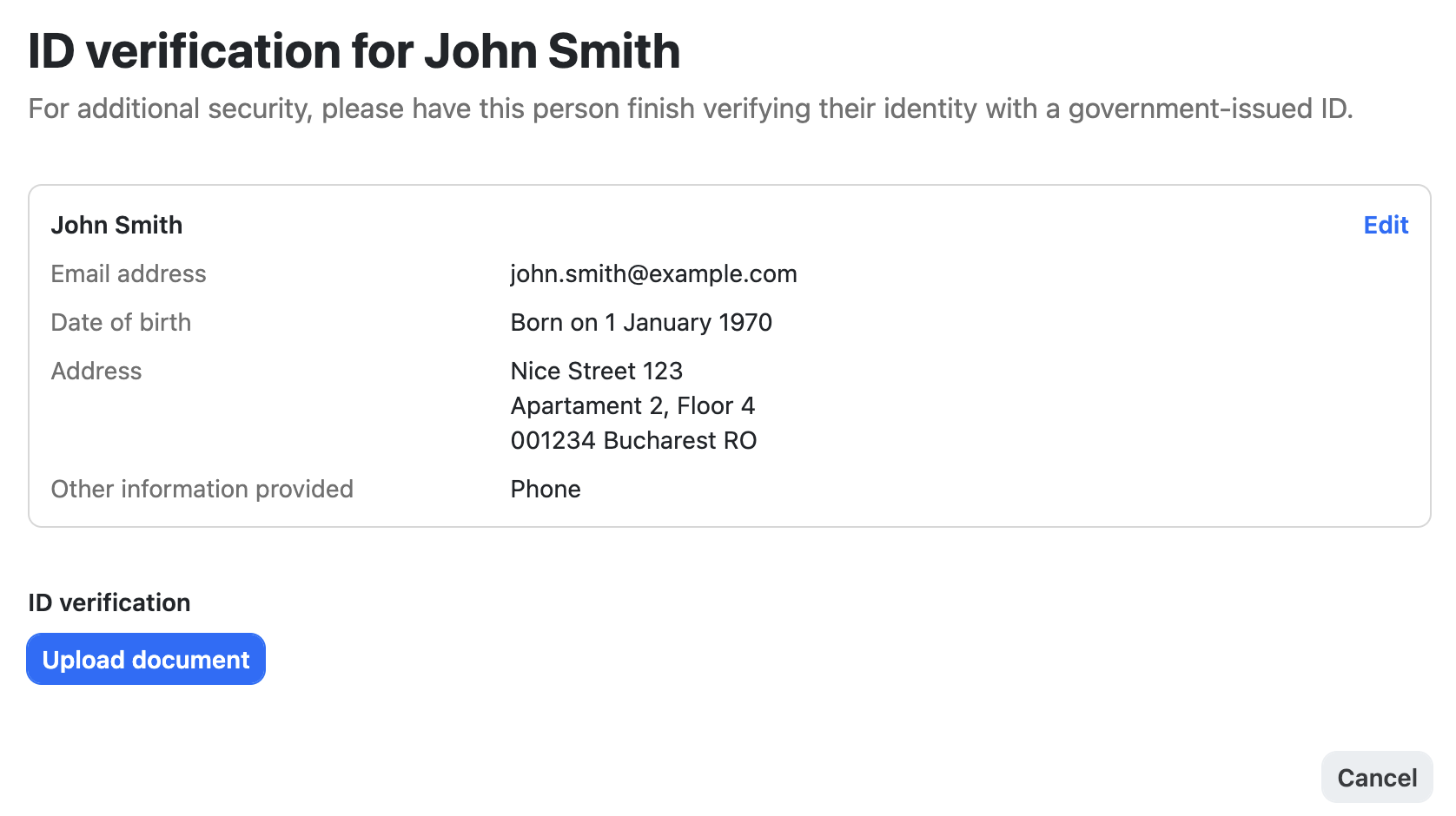 Upload ID Form Screenshot