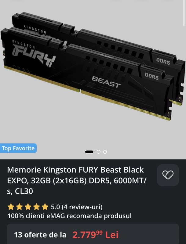 Memorie Kingston FURY 32 gb (2x16) 6000MT/s