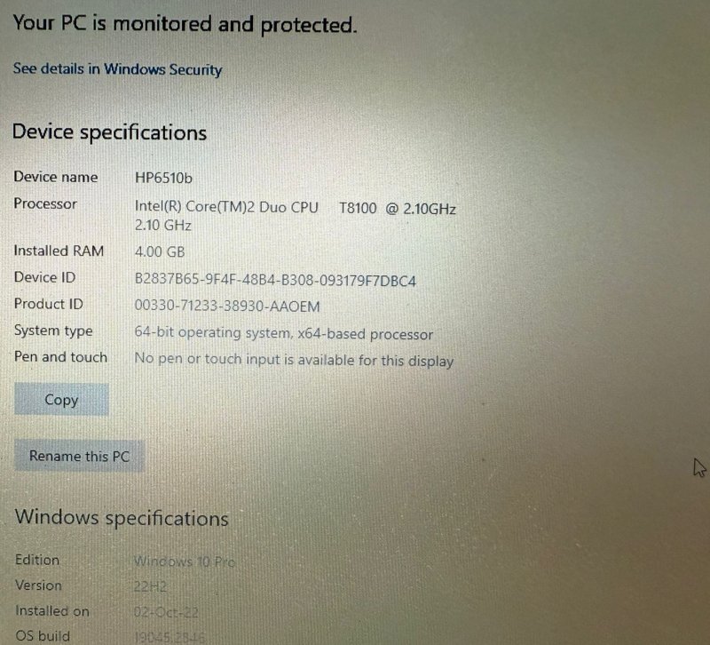 HP Compaq 6510b T8100 2.1GHz, 4GB RAM - Image 3