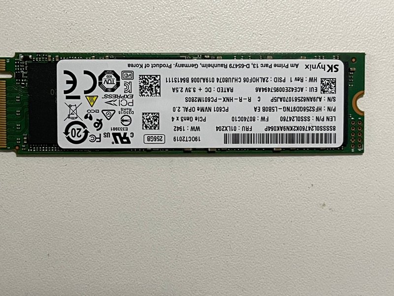 SSD 256GB SKhynix NVME M.2 2280 PC401 PCI Express 3.0 x4